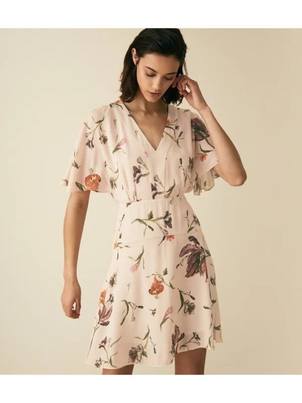 Reiss Ruby Floral Botanical Mini Dress US 12 Garden Party Wedding Guest *FLAW*